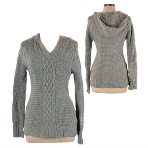 Old Navy Cable Knit Lambswool Blend Hoodie Sweater Pullover